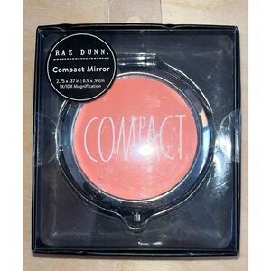 Rae Dunn makeup Compact Mirror NEW in box pink silver "COMPACT"